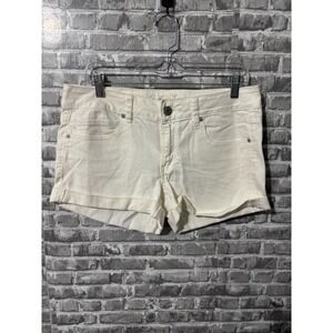 American‎ Eagle White Denim Shorts Stretch Cuffed Casual Summer Size 12
